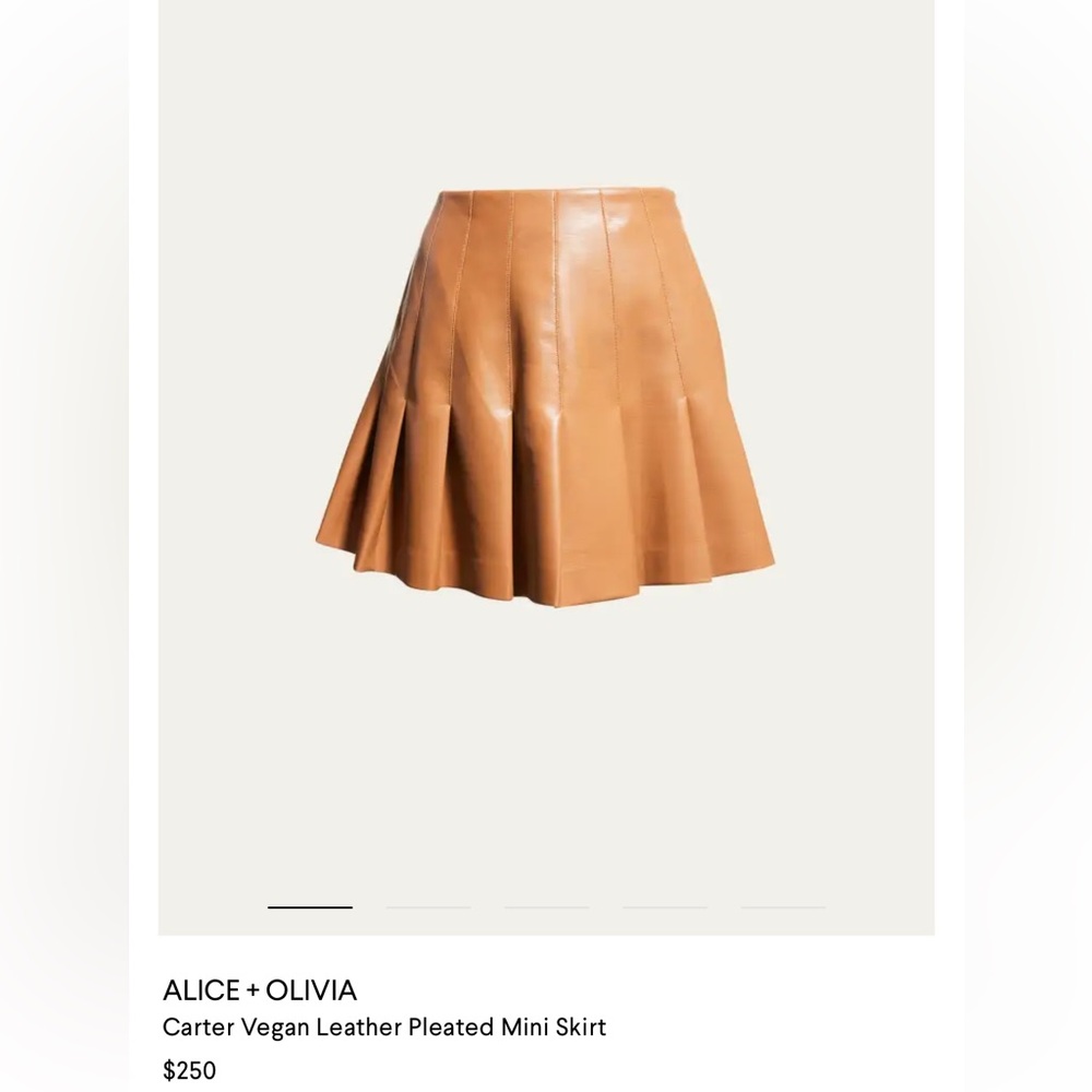 Alice + Olivia Camel Pleated Mini Skirt